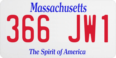MA license plate 366JW1