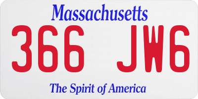 MA license plate 366JW6