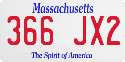 MA license plate 366JX2