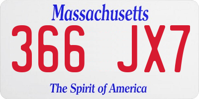 MA license plate 366JX7