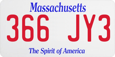 MA license plate 366JY3
