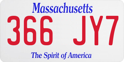 MA license plate 366JY7