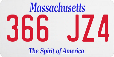 MA license plate 366JZ4