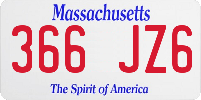 MA license plate 366JZ6