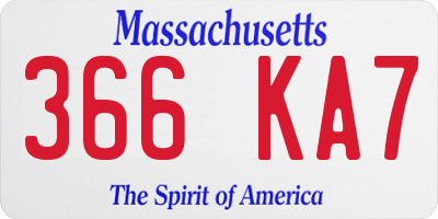 MA license plate 366KA7