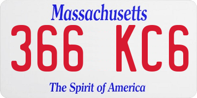 MA license plate 366KC6