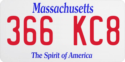 MA license plate 366KC8