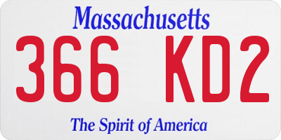 MA license plate 366KD2