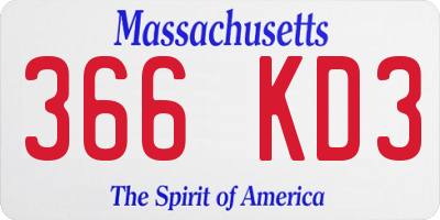 MA license plate 366KD3