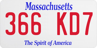 MA license plate 366KD7