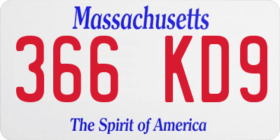 MA license plate 366KD9