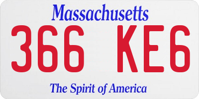 MA license plate 366KE6