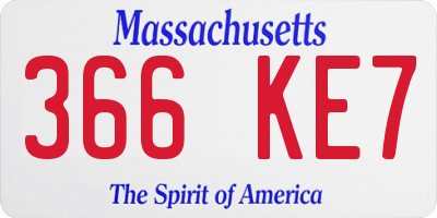 MA license plate 366KE7