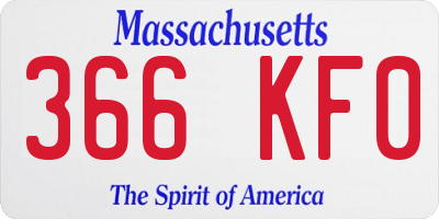 MA license plate 366KF0