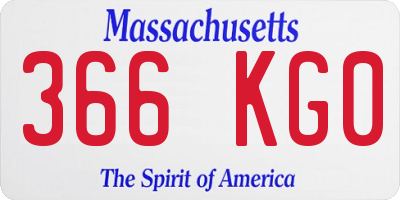 MA license plate 366KG0