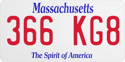 MA license plate 366KG8