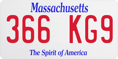 MA license plate 366KG9