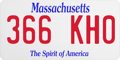 MA license plate 366KH0