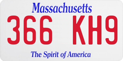 MA license plate 366KH9