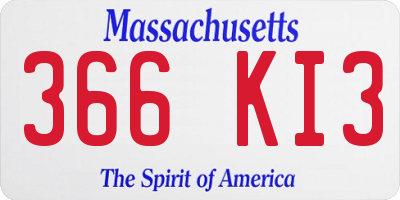 MA license plate 366KI3