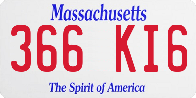 MA license plate 366KI6