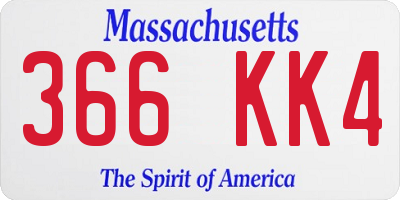 MA license plate 366KK4