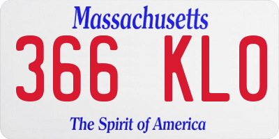 MA license plate 366KL0