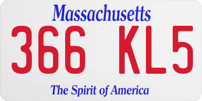 MA license plate 366KL5