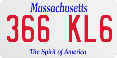 MA license plate 366KL6