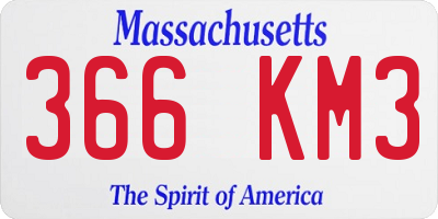 MA license plate 366KM3