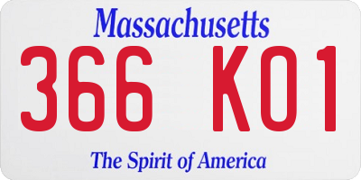 MA license plate 366KO1