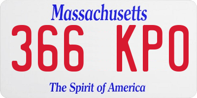 MA license plate 366KP0