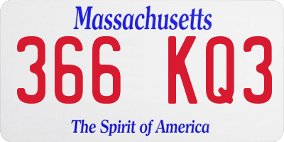 MA license plate 366KQ3