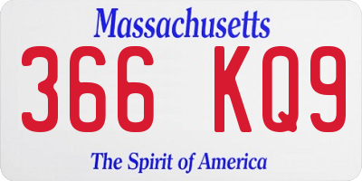 MA license plate 366KQ9