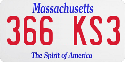MA license plate 366KS3