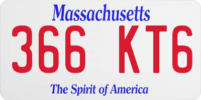 MA license plate 366KT6