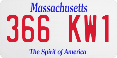 MA license plate 366KW1