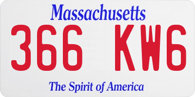 MA license plate 366KW6