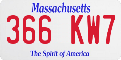 MA license plate 366KW7