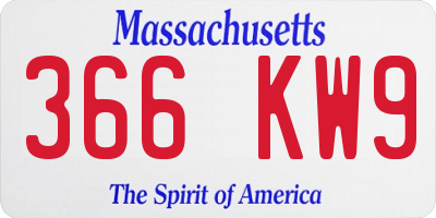 MA license plate 366KW9