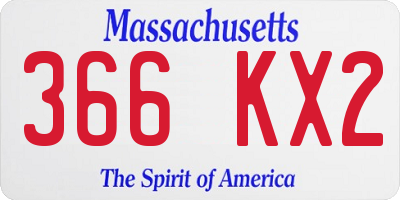 MA license plate 366KX2
