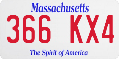 MA license plate 366KX4