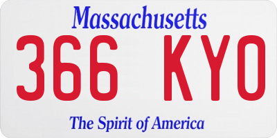 MA license plate 366KY0