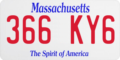 MA license plate 366KY6