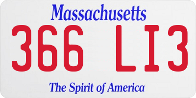 MA license plate 366LI3