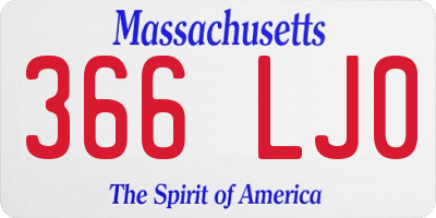 MA license plate 366LJ0