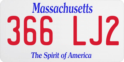 MA license plate 366LJ2