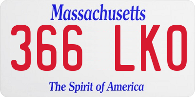 MA license plate 366LK0
