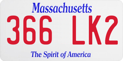 MA license plate 366LK2