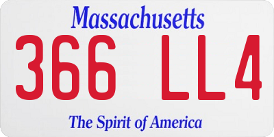 MA license plate 366LL4